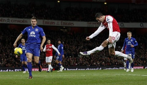 Van Persie trong lúc thực hiện cú vô-lê kinh điển.