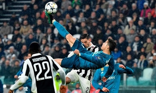Ronaldo ghi nhiều bàn thắng hơn Juventus ở tứ kết Champions League. Ảnh: AFP.
