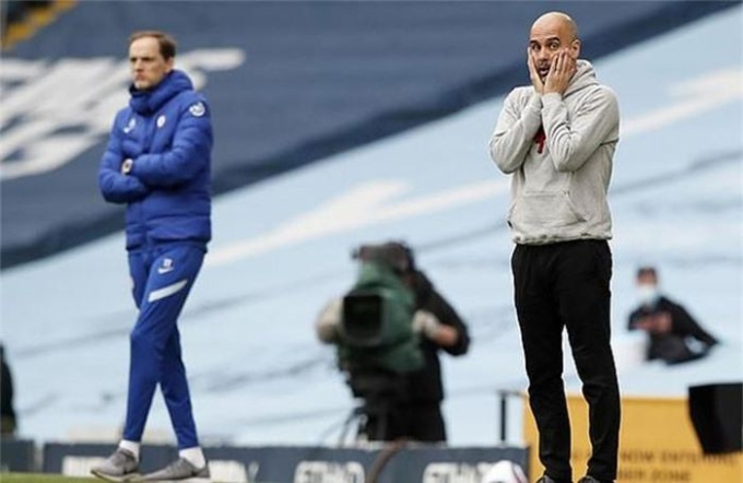 Guardiola một lần nữa thua Tuchel trong một cuộc đối đầu trực tiếp. Ảnh: Reuters.