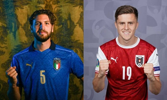 Manuel Locatelli (trái) và Christoph Baumgartner là hai tiền vệ trẻ đáng xem của Italy và Áo. Ảnh: The Athletic
