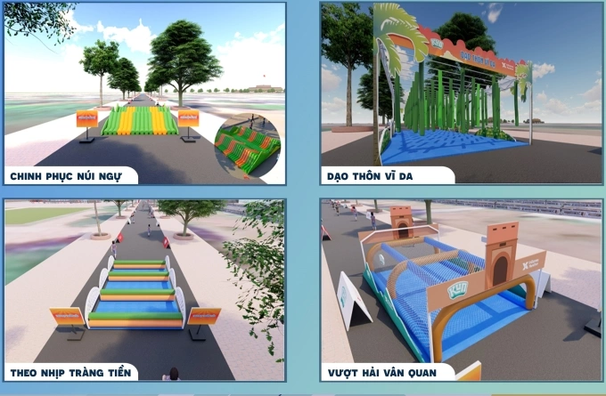 Phối cảnh 3D các game trên đường chạy Kun Marathon Huế 2022.