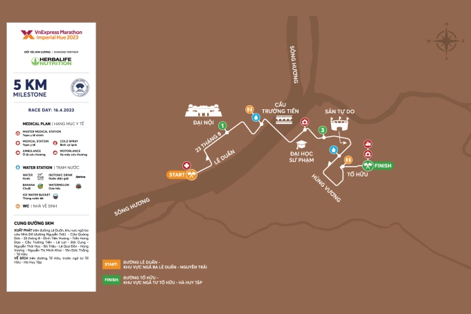 Cung đường và các tiện ich cự ly 5km.