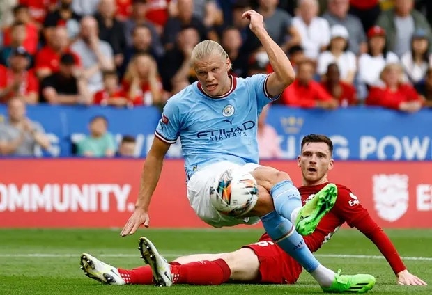 Haaland có thể không kịp bình phục để tham dự đại chiến với Liverpool. Ảnh: Reuters