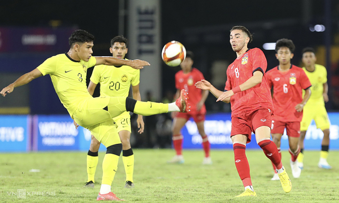 Malaysia khởi đầu suôn sẻ ở SEA Games 32 khi thắng Lào 5-1 ngày 3/5. Ảnh: Lâm Thoả