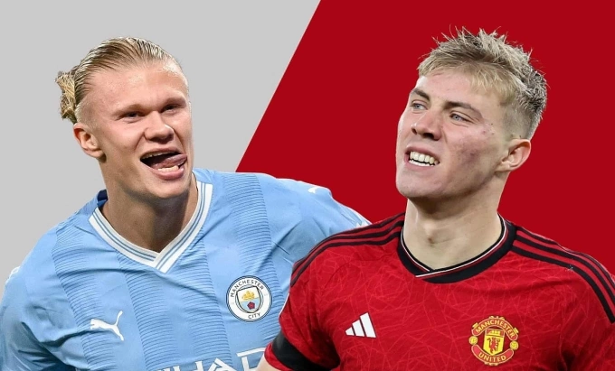 Hojlund và Haaland được so sánh nhiều lần từ đầu mùa sau khi Man Utd mua trung phong Đan Mạch. Ảnh: Guardian