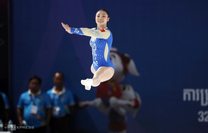 Trần Hà Vi thi đấu tại SEA Games 32 ở Campuchia. Ảnh: Đức Đồng