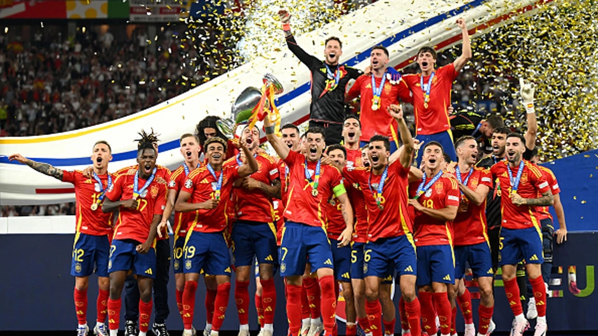 Tây Ban Nha mừng chức vô địch Euro 2024 tại Đức tối 14/7. Ảnh: AFP