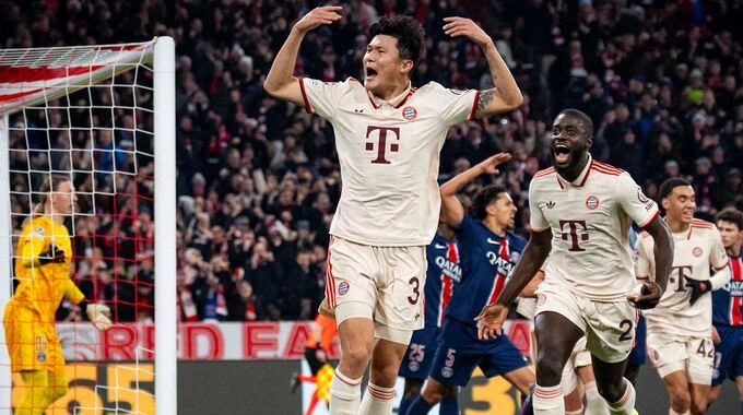 Trung vệ Kim Min-jae mừng bàn duy nhất giúp Bayern hạ PSG 1-0 ở lượt năm Champions League ngày 26/11. Ảnh: Bayern FC