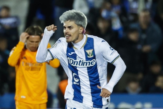 Cruz mừng bàn gỡ trong trận Leganes 2-3 Real tối 5/2. Ảnh: EFE
