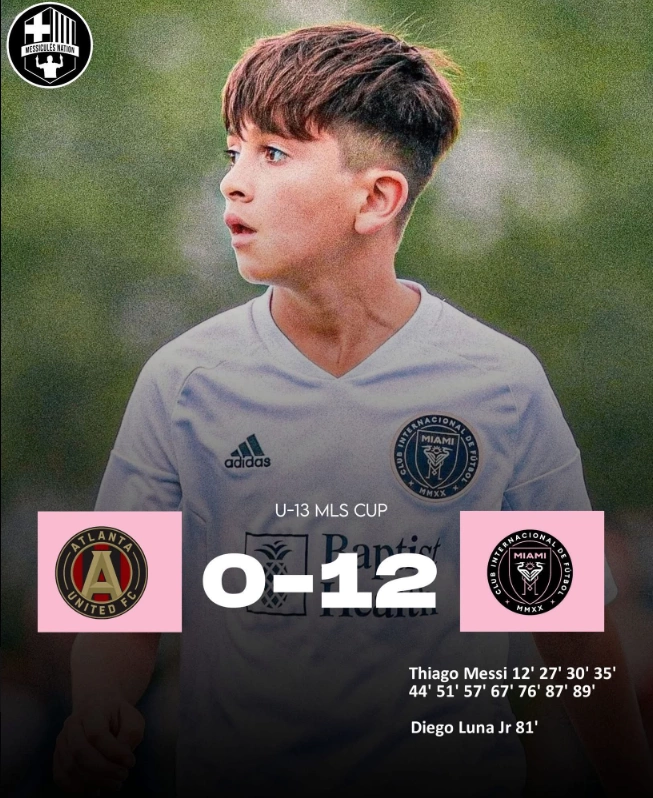 Thiago Messi ghi 12 bàn trong trận Inter Miami thắng Atlanta United thuộc giải U13 MLS.