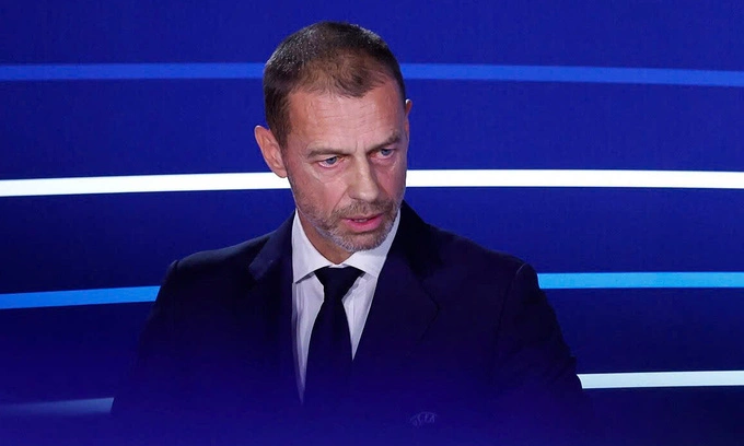 Chủ tịch Aleksander Ceferin tại Đại hội UEFA ở Trung tâm hội nghị Maison de la Mutualite, thành phố Paris, Pháp ngày 8/2/2024. Ảnh: Reuters