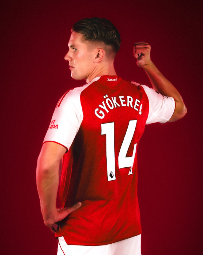 Gyokeres mặc áo số 14 tại Arsenal. Ảnh: Arsenal FC