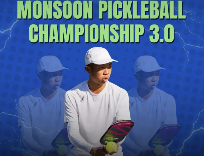 Quang Dương trong poster quảng cáo giải đấu Moonsoon Pickleball Championship 3.0 tại Navi Mumbai, Ấn Độ. Ảnh: Global Sports Event