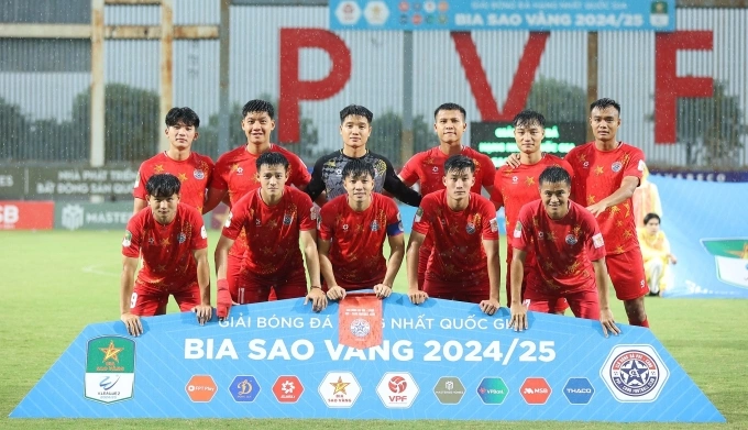 PVF-CAND thi đấu tại giải hạng Nhất Quốc gia 2024-2025. Ảnh: PVF-CAND