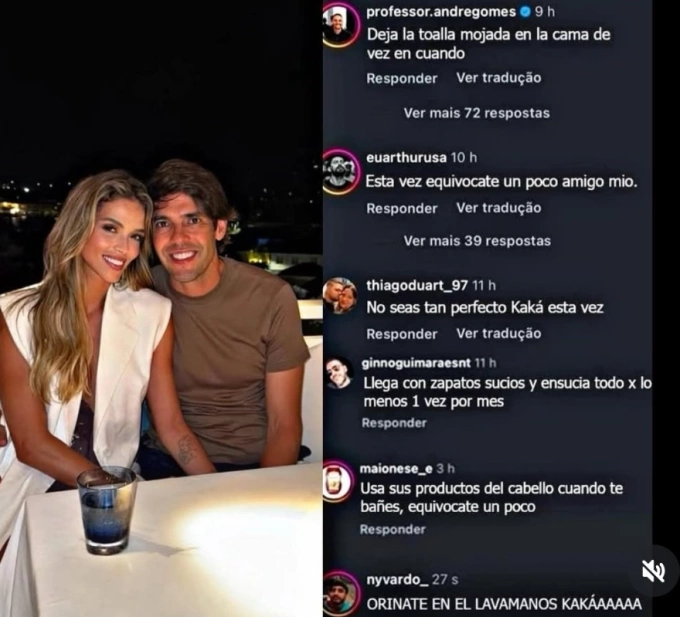 Kaka đăng ảnh bên vợ hai Carol Batista Leite trên Instagram.