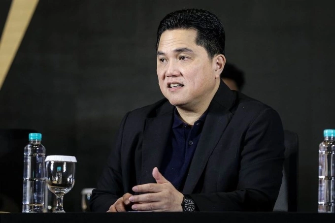 Chủ tịch LĐBĐ Indonesia Erick Thohir tại họp báo trước giải President Cup tại Indonesia vào tháng 7/2025. Ảnh: Bola.net