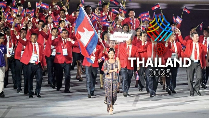 Đoàn Thể thao Campuchia diễu hành tại Lễ khai mạc SEA Games 32 ở Campuchia năm 2023. Ảnh: Thairath