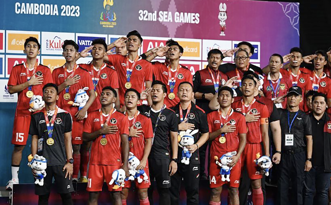 Thái Lan giành HC bạc bóng đá nam SEA Games 32 tại Campuchia năm 2023. Ảnh: Siamsport