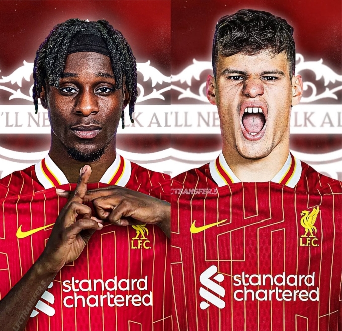 Frimpong (trái) và Kerkez sẽ là đôi cánh mới của Liverpool mùa này. Ảnh: LFC Transfers