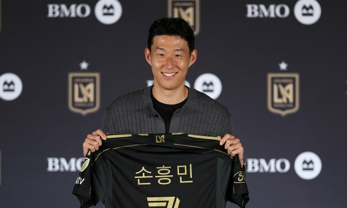 Son Heung-min trong lễ ra mắt LAFC tại thành phố Los Angeles, bang California, Mỹ ngày 6/8/2025. Ảnh: LAFC