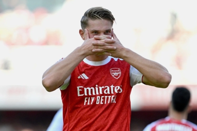 Viktor Gyokeres mừng bàn trong trận Arsenal thắng Bilbao 3-0 trên sân Emirates, London, Anh ngày 9/8/2025. Ảnh: Arsenal FC