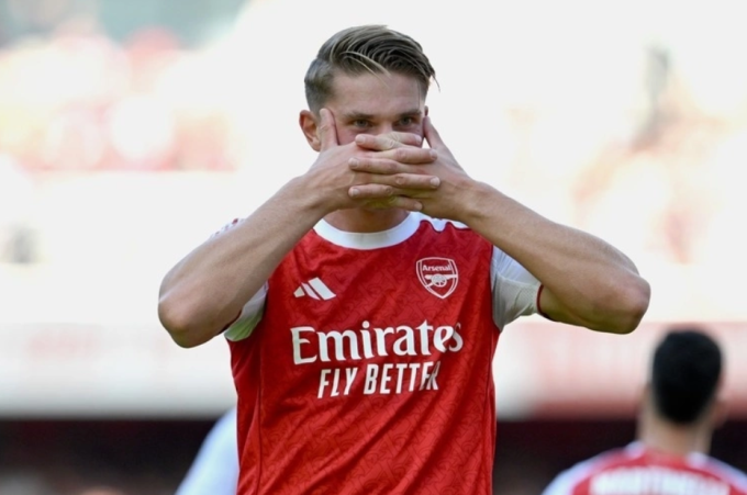 Viktor Gyokeres mừng bàn trong trận Arsenal thắng Bilbao 3-0 trên sân Emirates, London, Anh ngày 9/8/2025. Ảnh: Arsenal FC