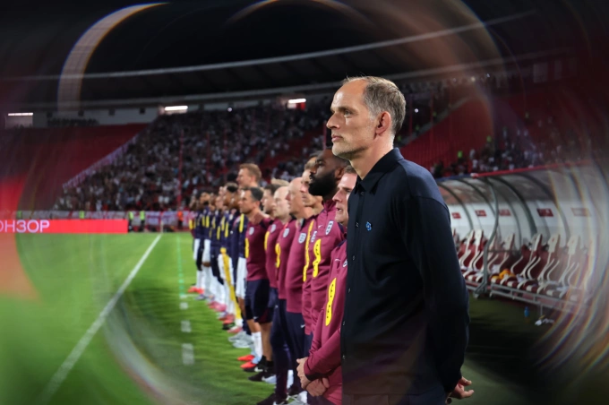 HLV Thomas Tuchel trước giờ bóng lăn. Ảnh: The FA