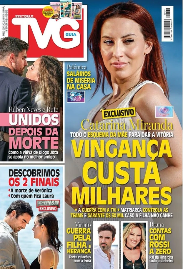 Ruben Neves và Rute Cardoso xuất hiện góc trái trên trang nhất tạp chí TV Guia ngày 10/9.
