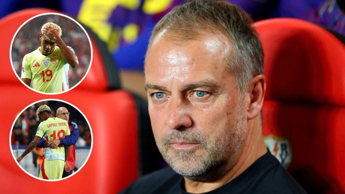 HLV Hansi Flick trách Luis de la Fuente lạm dụng Lamine Yamal. Ảnh: BeIN Sports