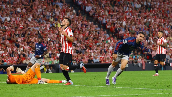 Rồi ăn mừng trong trận Arsenal thắng Bilbao 2-0 ở lượt đầu Champions League tại San Mames, Xứ Basque, Tây Ban Nha ngày 16/9/2025. Ảnh: Reuters