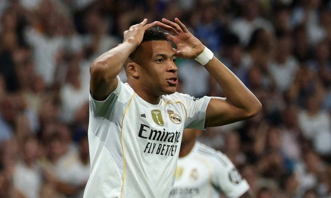 Mbappe trong trận Real thắng Marseille trên sân Bernabeu, thành phố Madrid, Tây Ban Nha, lượt đầu Champions League tối 16/9/2025. Ảnh: Reuters