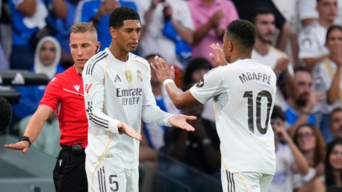 Jude Bellingham vào thay Kylian Mbappe ở phút 89. Ảnh: AP