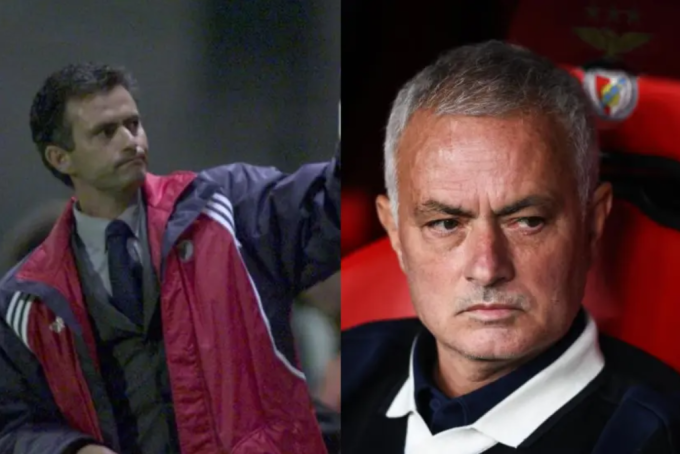 HLV Jose Mourinho bên trái trong nhiệm kỳ đầu tiên với Benfica, và bên phải, hiện đang là huấn luyện viên trưởng của Benfica. Ảnh: Marca