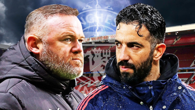 Rooney (trái) không còn muốn Amorim tiếp tục dẫn dắt Man Utd. Ảnh: Sun Sport