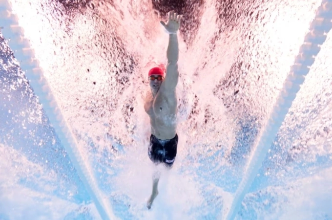 Ben Proud thi đấu chung kết 50m tự do nam tại Thế vận hội Olympic Paris 2024. Ảnh: Olympics