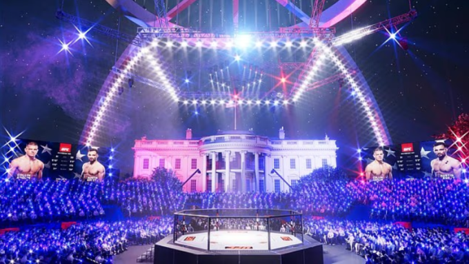 Hình ảnh mô phỏng về sự kiện UFC tại Nhà Trắng. Ảnh: Daily Mail