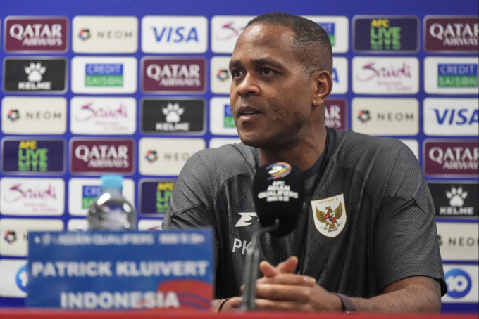 HLV Patrick Kluivert của đội tuyển Indonesia tại vòng loại ba World Cup 2026 - khu vực châu Á. Ảnh: AP