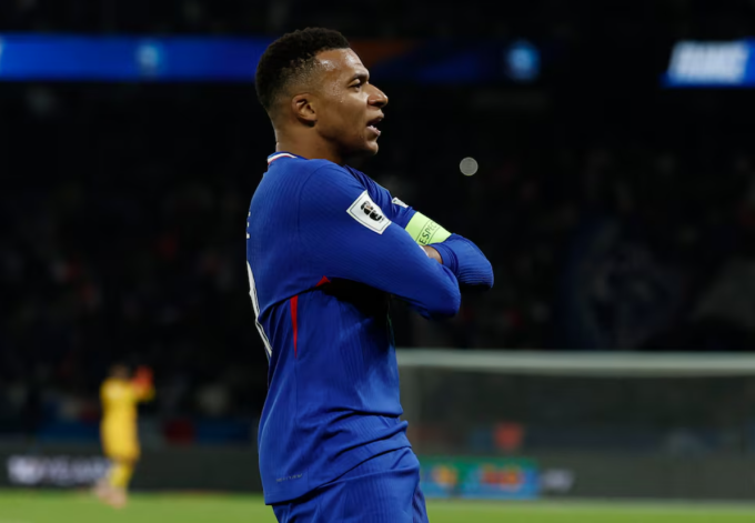 Kylian Mbappe mừng bàn mở tỷ số trong trận Pháp thắng Azerbaijan 3-0 ở lượt ba bảng D vòng loại World Cup 2026 - khu vực châu Âu trên sân Parc des Princes, Paris, Pháp ngày 10/10/2025. Ảnh: Reuters