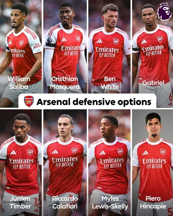 8 lựa chọn ở hàng hậu vệ Arsenal mùa này. Ảnh: Premier League