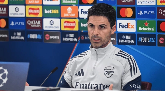 HLV Mikel Arteta trong buổi họp báo trước trận. Ảnh: Arsenal FC