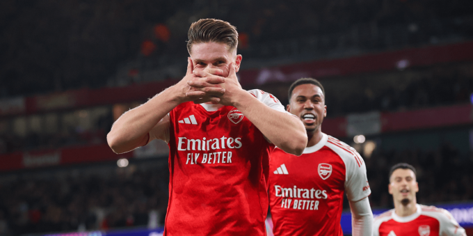 Viktor Gyokeres mừng bàn ấn định tỷ số trong trận Arsenal thắng Atletico 4-0 ở lượt ba vòng bảng Champions League trên sân Emirates, London, Anh ngày 21/10/2025. Ảnh: Opta