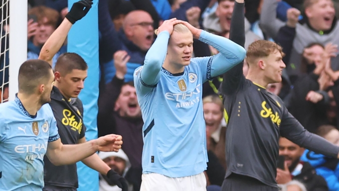 Man City hòa Everton 1-1 ở Ngoại hạng Anh hôm 26/12/2024. Ảnh: AFP