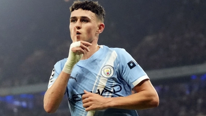 Foden mừng bàn trong trận Man City 4-1 Dortmund ở lượt bốn vòng bảng Champions League tối 5/11. Ảnh: PA