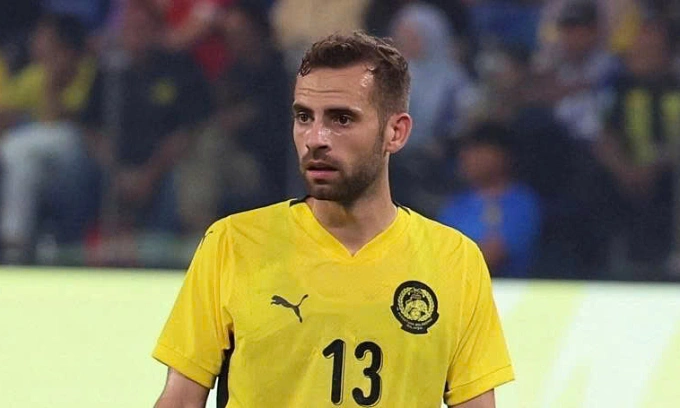 Hector Hevel trong trận Malaysia thắng Việt Nam trên sân Bukit Jalil, thành phố Kuala Lumpur, Malaysia tối 10/6/2025. Ảnh: Bernama