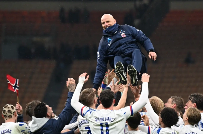 Tuyển Na Uy ăn mừng tấm vé tới World Cup 2026. Ảnh: VG