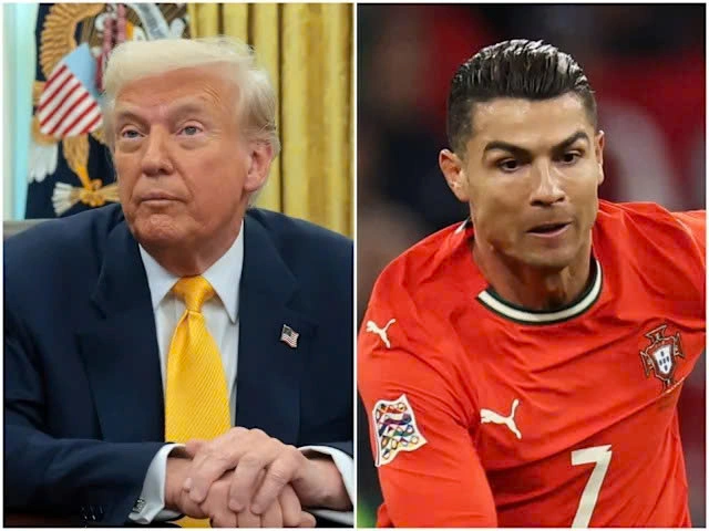 Tổng thống Mỹ Donald Trump và siêu sao bóng đá Cristiano Ronaldo Tổng thống Mỹ Donald Trump (trái) và siêu sao bóng đá Cristiano Ronaldo.