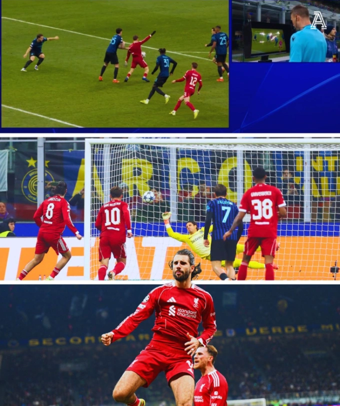 Tình huống Alessandro Bastoni kéo áo Florian Wirtz trong vòng cấm, giúp Dominik Szoboszlai ghi bàn phạt đền trong trận Inter thua Liverpool 0-1 ở lượt sáu Champions League ngày 9/12. Tình huống Alessandro Bastoni kéo áo Florian Wirtz