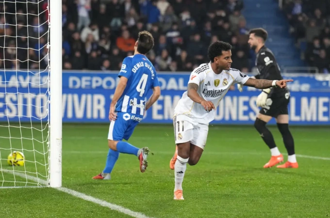 Rodrygo mừng bàn ấn định chiến thắng. Ảnh: Marca