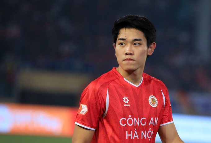 Nguyễn Đình Bắc trong trận Công an Hà Nội thắng Ninh Bình 3-2 ở vòng 12 V-League 2025-2026, trên sân Hàng Đẫy ở Hà Nội ngày 1/2/2026. Nguyễn Đình Bắc trong trận đấu tại V-League