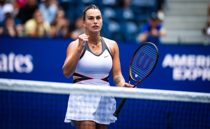Sabalenka tại giải Mỹ Mở rộng 2025 Sabalenka tại giải Mỹ Mở rộng 2025, trên sân Arthur Ashe, New York, Mỹ tháng 9 năm ngoái. Ảnh: Reuters